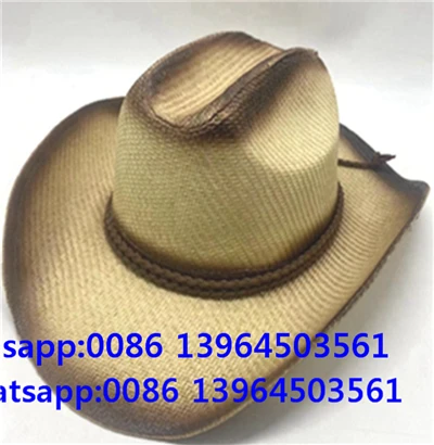 ユニセックス ジャズスタイル ストロー カウボーイハット